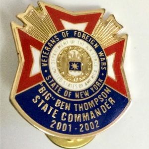 Veterans Of Foreign Wars Pin State of New York 2001-2002 Big Ben Thompson Comish